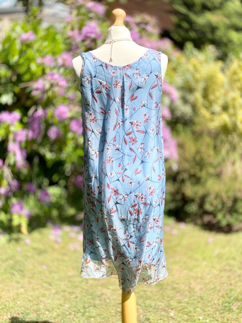 Light blue silky floral dress Salamandar Gifts