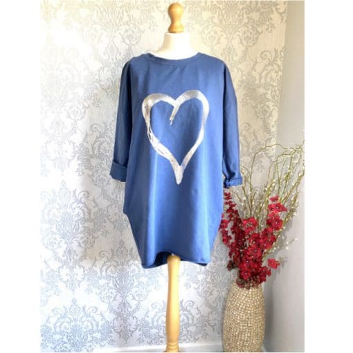 bluem heart print, cotton, tunic, top