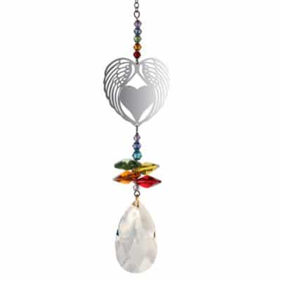 Angel Wing Heart, Rainbow, crystal, hanging decoration