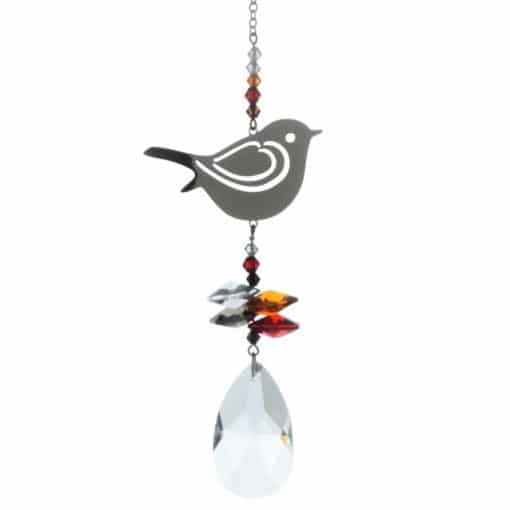crystal, hanging decoration, robin, red