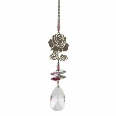 hanging crystal, decoration, rose, pink