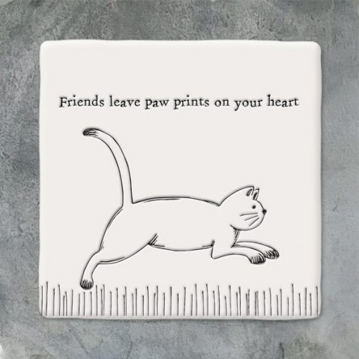 East of India, ceramic, porcelain, coaster, friends, pawprints on your heart, cat, cat coaster