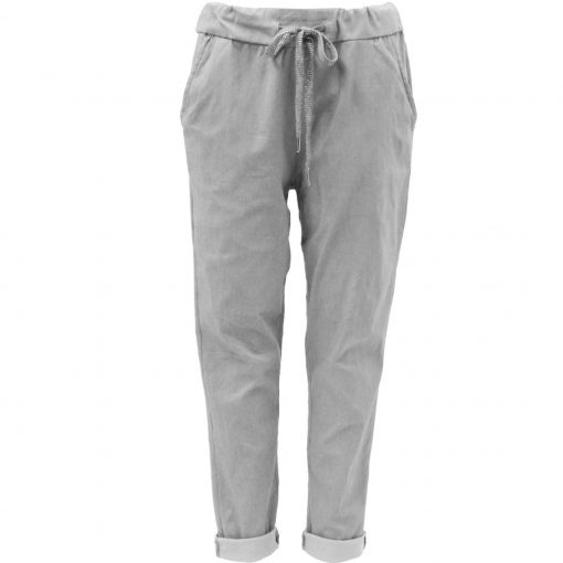 Light grey, plain, stretchy, magic trousers, joggers