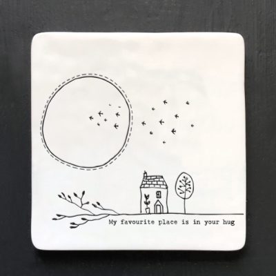 East of India, ceramic, porcelain, coaster, favourite place is in your hug