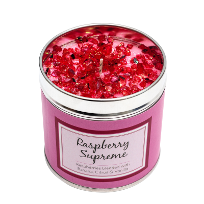 Raspberry Supreme candle, tinned candle, scented candle
