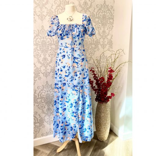 sky blue bardot dress,