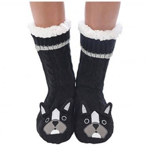black, dog, snoozie, slipper, socks