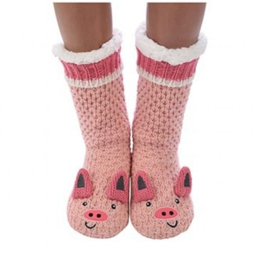 Pink, pig, snoozie, slippers, socks