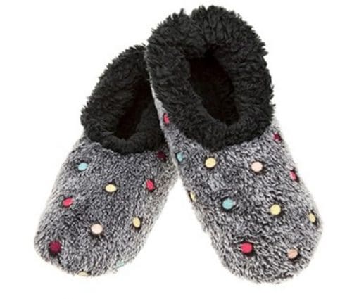 Black dotty snoozie slippers medium